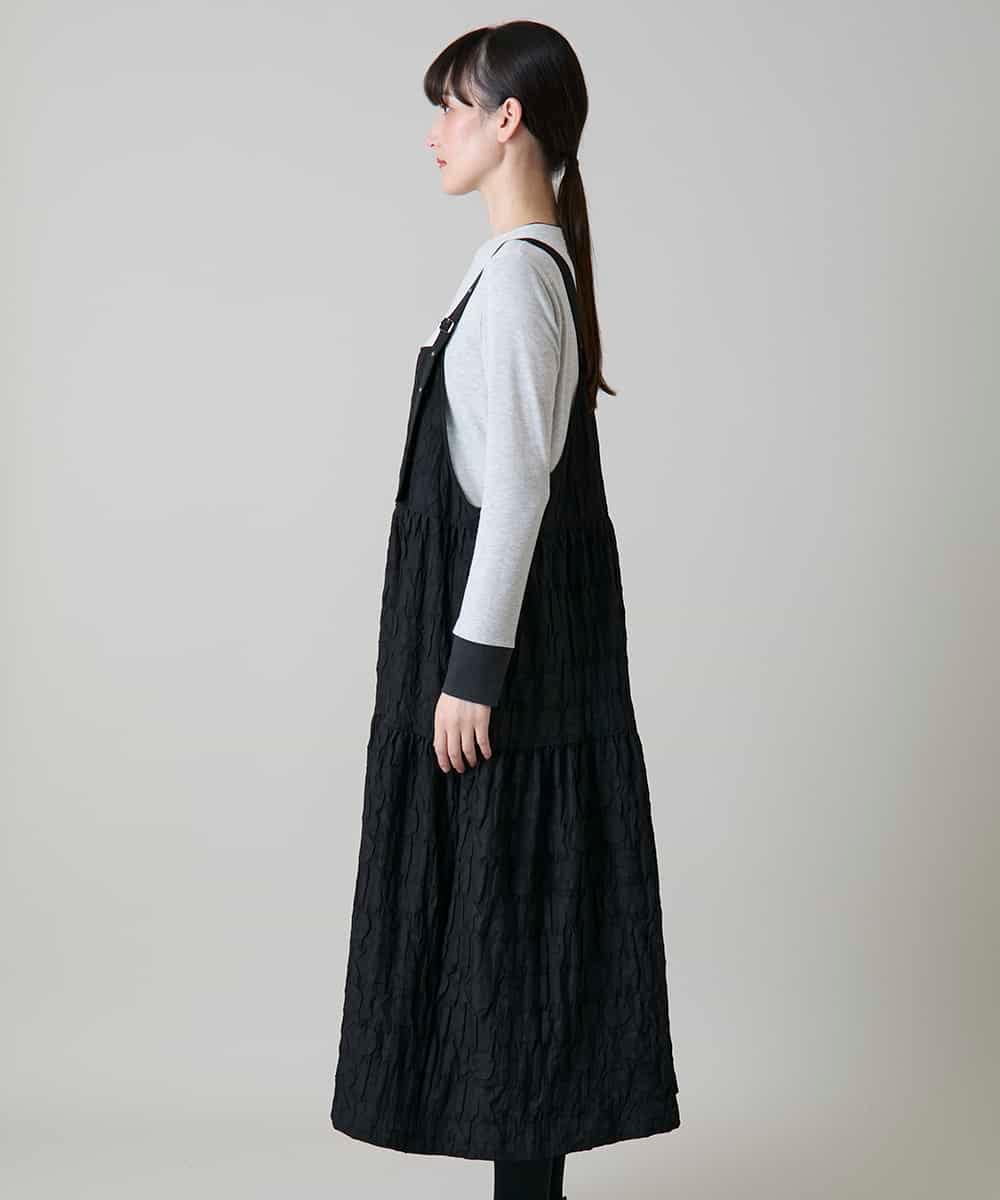 RSELD02590 TRUNK HIROKO KOSHINO(ヒロココシノ) ロゴアクセントティアードワンピース/日本製/洗える ブラック