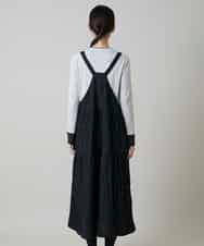 RSELD02590 TRUNK HIROKO KOSHINO(ヒロココシノ) ロゴアクセントティアードワンピース/日本製/洗える ブラック