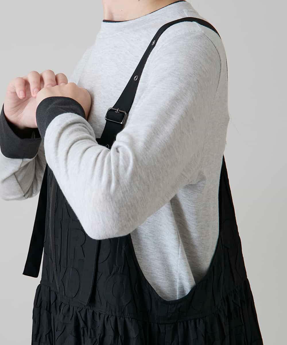 RSELD02590 TRUNK HIROKO KOSHINO(ヒロココシノ) ロゴアクセントティアードワンピース/日本製/洗える ブラック