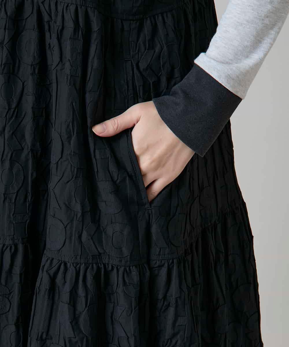 RSELD02590 TRUNK HIROKO KOSHINO(ヒロココシノ) ロゴアクセントティアードワンピース/日本製/洗える ブラック