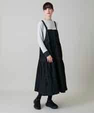 RSELD02590 TRUNK HIROKO KOSHINO(ヒロココシノ) ロゴアクセントティアードワンピース/日本製/洗える ブラック