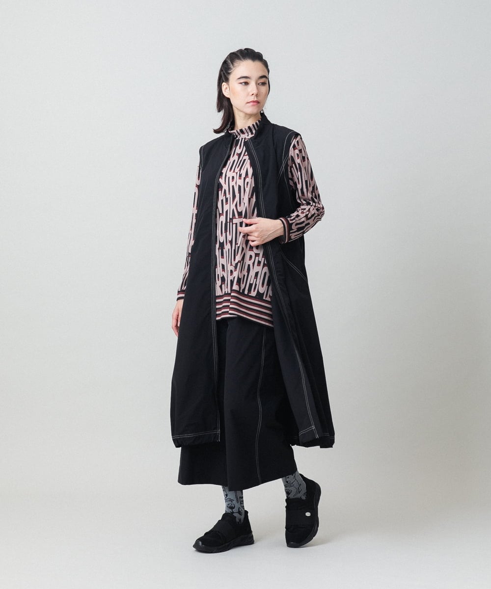 RSELE05630 TRUNK HIROKO KOSHINO(ヒロココシノ) ステッチアクセントジャンパーワンピース/洗える ブラック