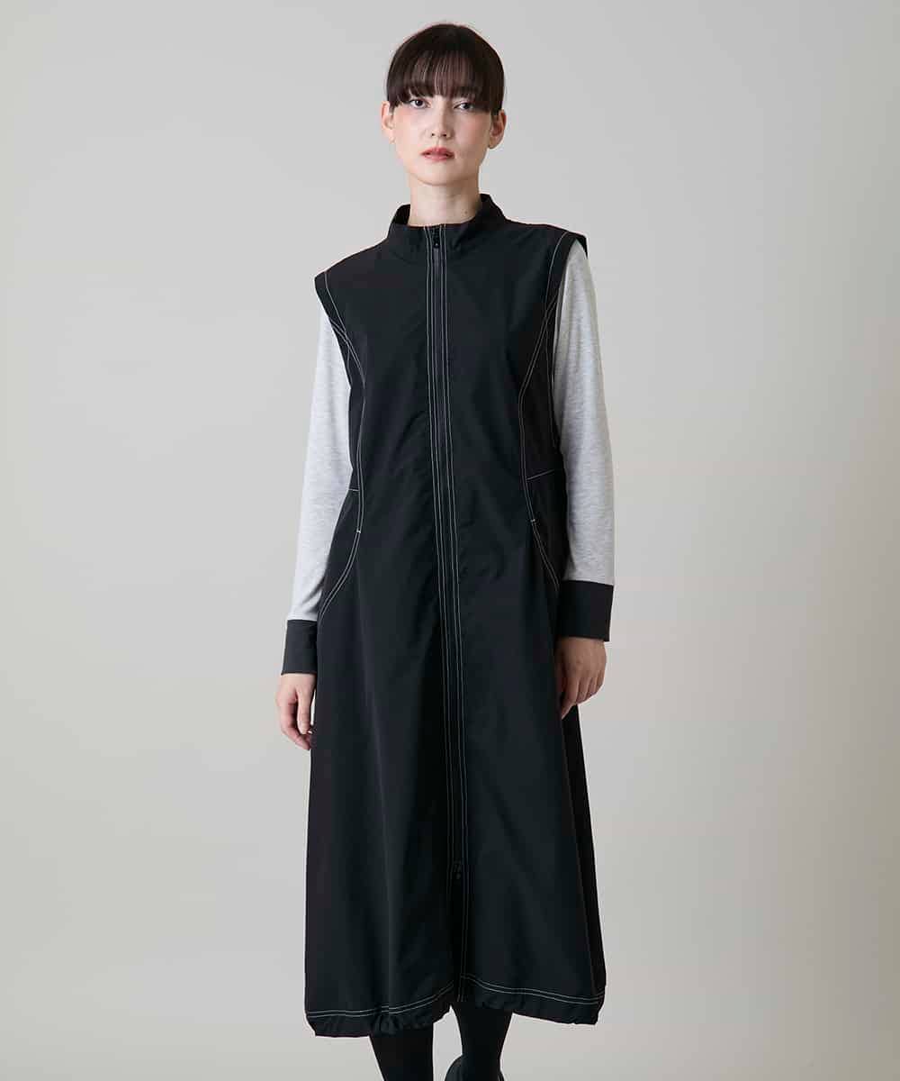 RSELE05630 TRUNK HIROKO KOSHINO(ヒロココシノ) ステッチアクセントジャンパーワンピース/洗える ブラック