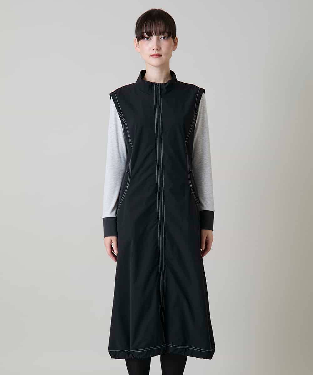 RSELE05630 TRUNK HIROKO KOSHINO(ヒロココシノ) ステッチアクセントジャンパーワンピース/洗える ブラック