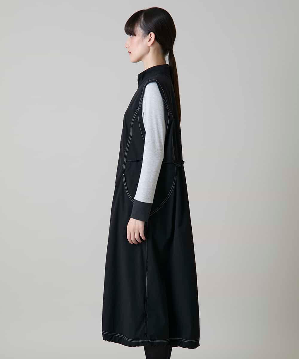 RSELE05630 TRUNK HIROKO KOSHINO(ヒロココシノ) ステッチアクセントジャンパーワンピース/洗える ブラック