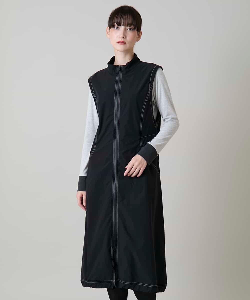 RSELE05630 TRUNK HIROKO KOSHINO(ヒロココシノ) ステッチアクセントジャンパーワンピース/洗える ブラック