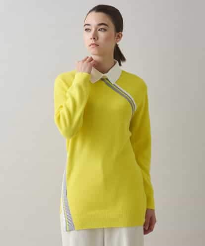 RSFAA09430 TRUNK HIROKO KOSHINO 配色リブ切り替えニットプルオーバー/洗える