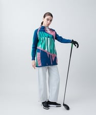 RSFAC35530 TRUNK HIROKO KOSHINO(ヒロココシノ) 【ゴルフウエア】グラフィック柄ニットチュニック ブルー