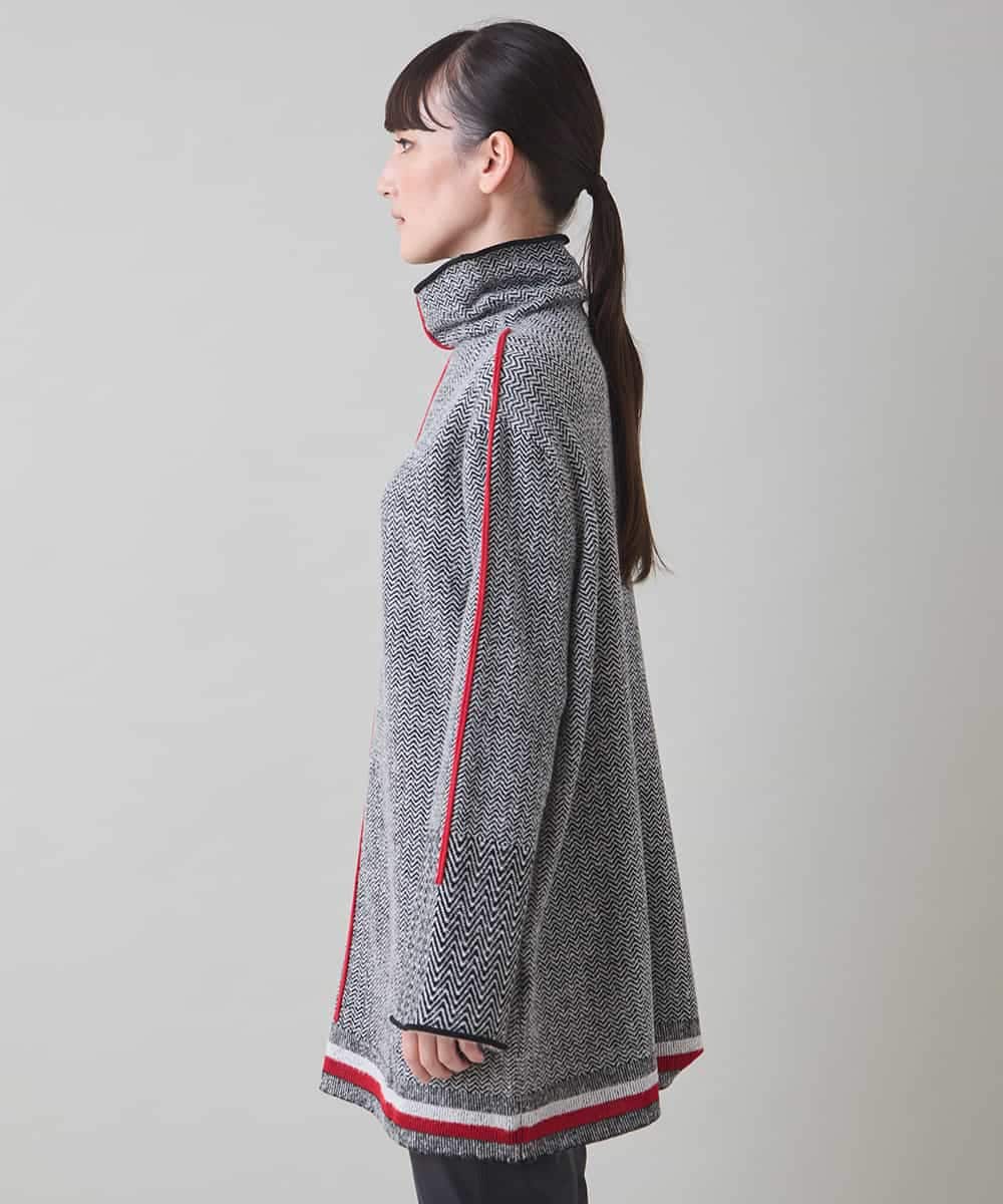 RSFAD08510 TRUNK HIROKO KOSHINO(ヒロココシノ) ヘリンボーンハイネックニットプルオーバー ブラック
