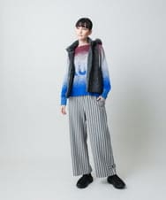 RSFAE03390 TRUNK HIROKO KOSHINO(ヒロココシノ) グラデーションロゴジャカードニットプルオーバー/洗える ネイビー