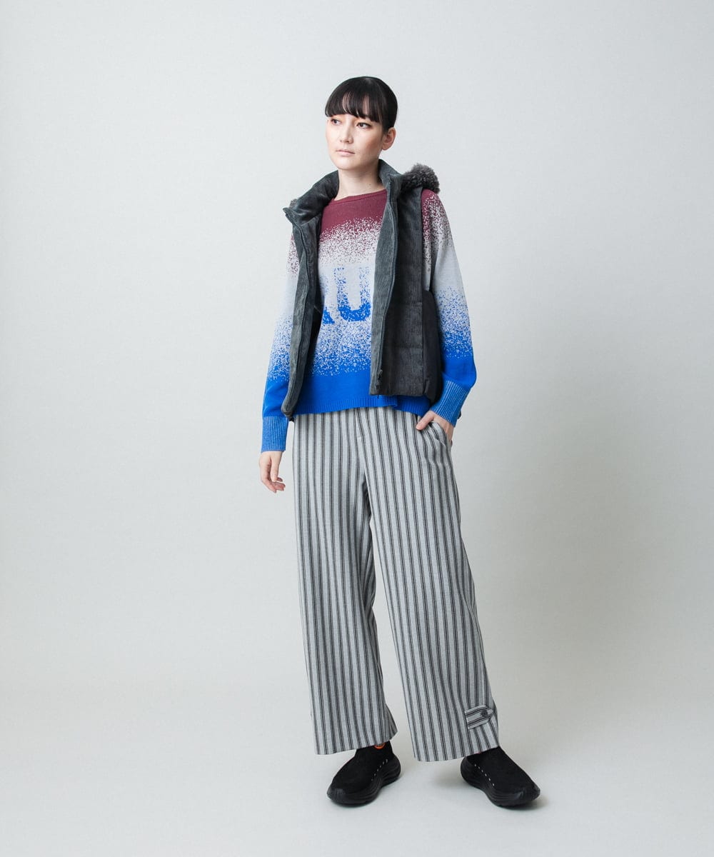 RSFAE03390 TRUNK HIROKO KOSHINO(ヒロココシノ) グラデーションロゴジャカードニットプルオーバー/洗える ネイビー