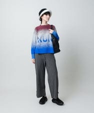 RSFAE03390 TRUNK HIROKO KOSHINO(ヒロココシノ) グラデーションロゴジャカードニットプルオーバー/洗える ネイビー