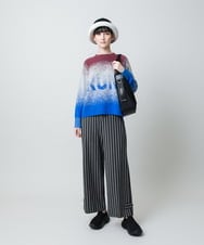 RSFAE03390 TRUNK HIROKO KOSHINO(ヒロココシノ) グラデーションロゴジャカードニットプルオーバー/洗える ネイビー