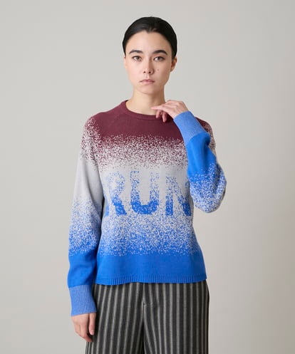 RSFAE03390  グラデーションロゴジャカードニットプルオーバー/洗える