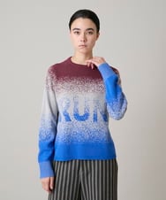 RSFAE03390 TRUNK HIROKO KOSHINO(ヒロココシノ) グラデーションロゴジャカードニットプルオーバー/洗える ネイビー