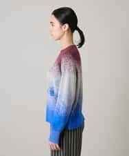 RSFAE03390 TRUNK HIROKO KOSHINO(ヒロココシノ) グラデーションロゴジャカードニットプルオーバー/洗える ネイビー