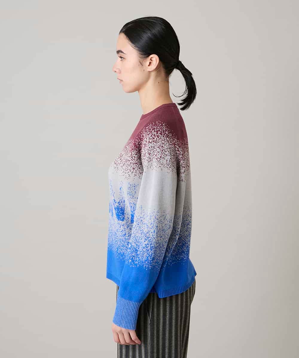 RSFAE03390 TRUNK HIROKO KOSHINO(ヒロココシノ) グラデーションロゴジャカードニットプルオーバー/洗える ネイビー