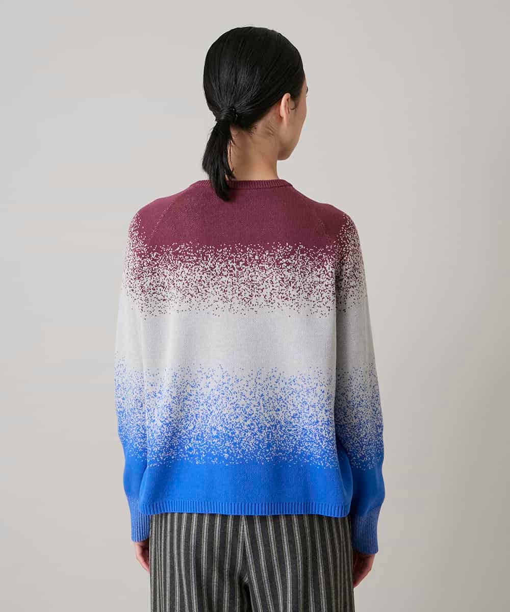 RSFAE03390 TRUNK HIROKO KOSHINO(ヒロココシノ) グラデーションロゴジャカードニットプルオーバー/洗える ネイビー