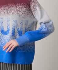 RSFAE03390 TRUNK HIROKO KOSHINO(ヒロココシノ) グラデーションロゴジャカードニットプルオーバー/洗える ネイビー