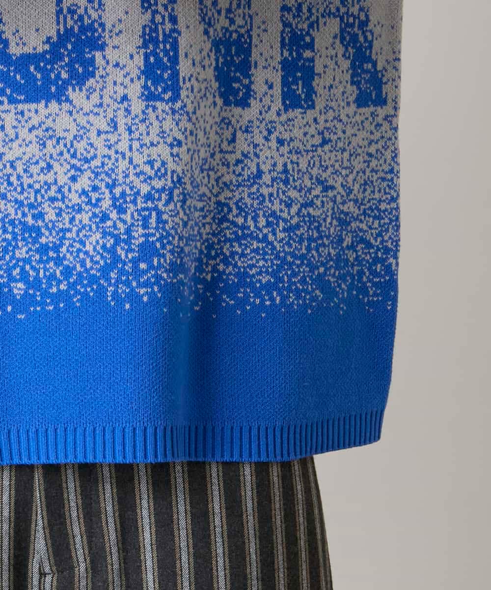 RSFAE03390 TRUNK HIROKO KOSHINO(ヒロココシノ) グラデーションロゴジャカードニットプルオーバー/洗える ネイビー