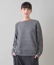 RSFAF30470 TRUNK HIROKO KOSHINO(ヒロココシノ) ヘリンボーンボートネックニットプルオーバー ブラック