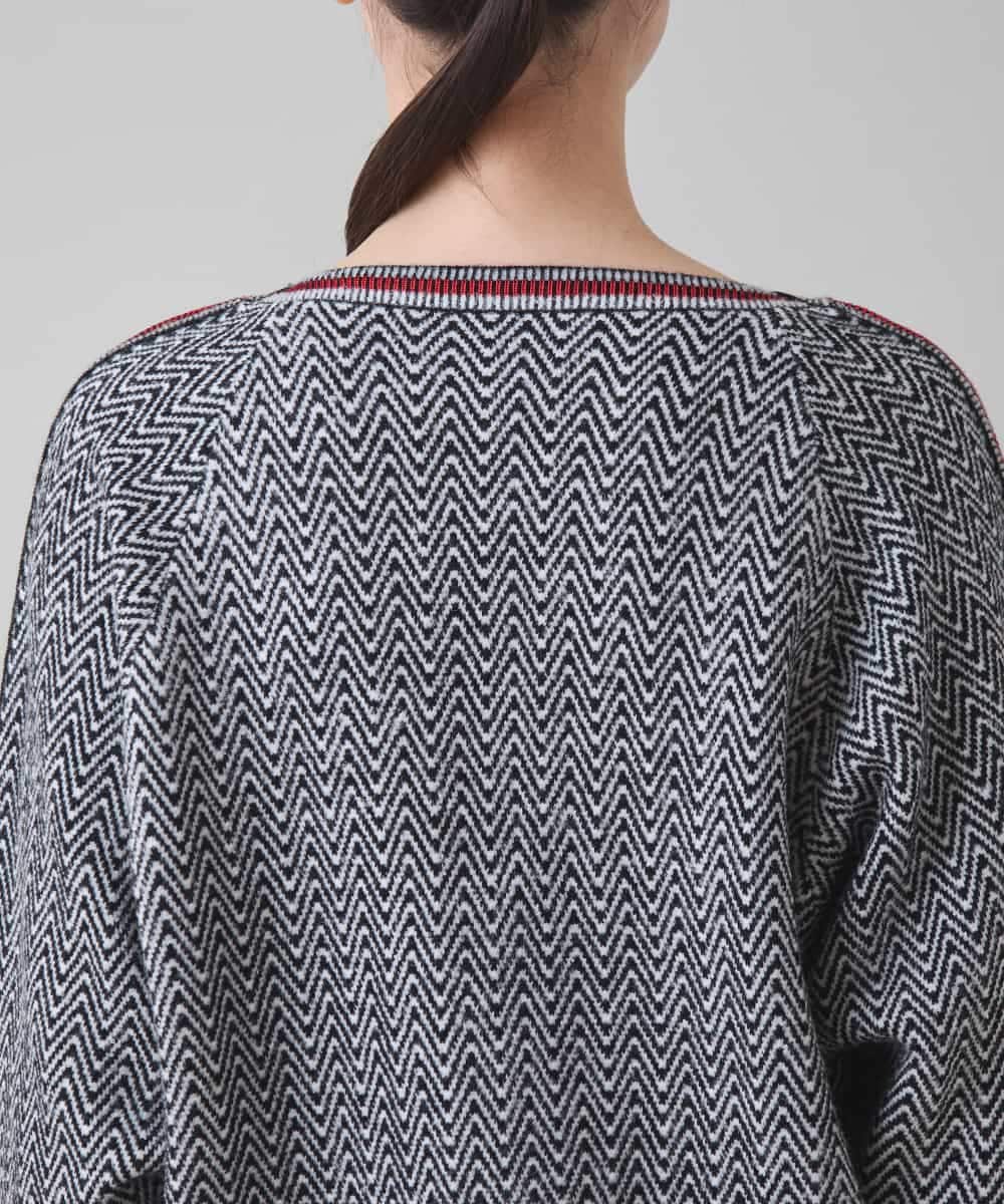 RSFAF30470 TRUNK HIROKO KOSHINO(ヒロココシノ) ヘリンボーンボートネックニットプルオーバー ブラック