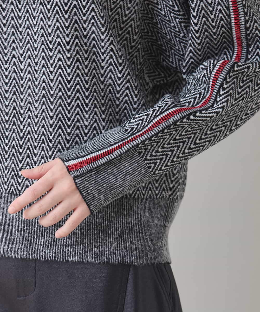 RSFAF30470 TRUNK HIROKO KOSHINO(ヒロココシノ) ヘリンボーンボートネックニットプルオーバー ブラック