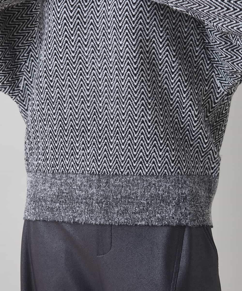 RSFAF30470 TRUNK HIROKO KOSHINO(ヒロココシノ) ヘリンボーンボートネックニットプルオーバー ブラック