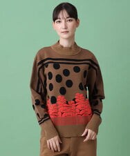 RSFAG11430 TRUNK HIROKO KOSHINO(ヒロココシノ) グラフィカルジャカードニットプルオーバー /日本製 /洗える レッド