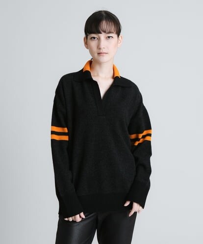 RSFAS30390 TRUNK HIROKO KOSHINO 【日本製】襟付きキーネックニットプルオーバー