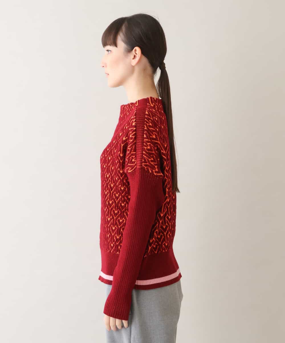 RSFAW51390 TRUNK HIROKO KOSHINO(ヒロココシノ) 【日本製】ジャカードニットトップ ピンク