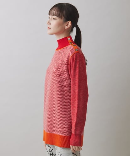 RSFCA14360 TRUNK HIROKO KOSHINO ヘリンボーンウールニットプルオーバー