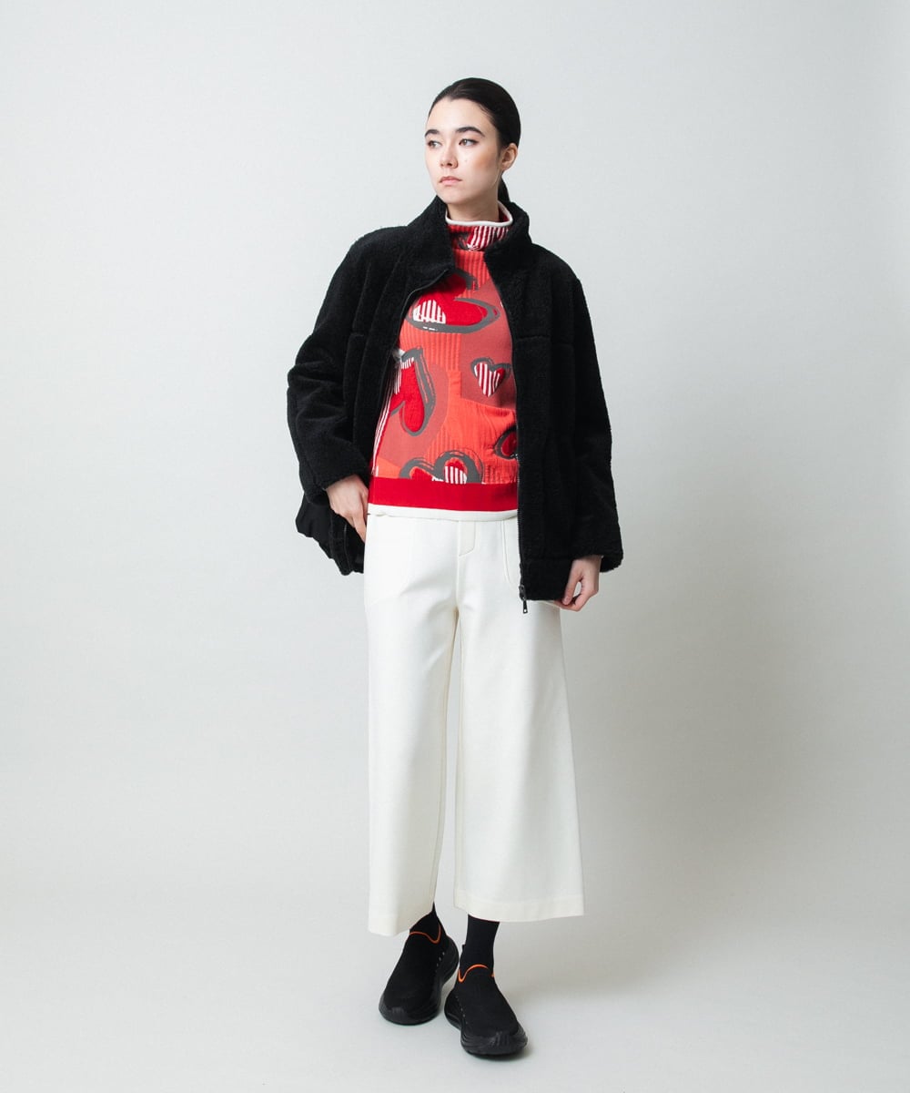 RSFCD02390 TRUNK HIROKO KOSHINO(ヒロココシノ) ハートモチーフジャカードニットプルオーバー /日本製/洗える ブラウン