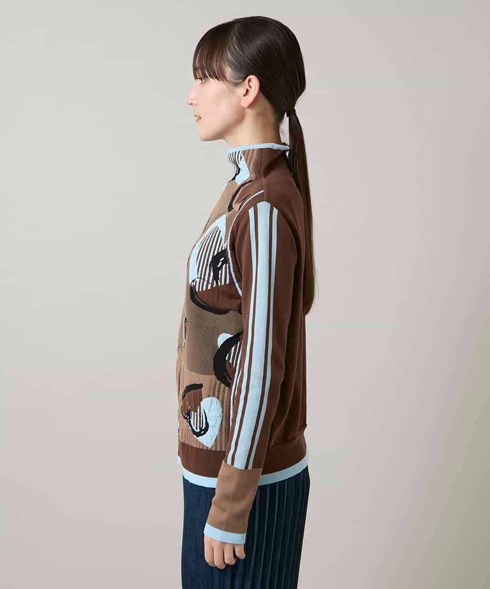 RSFCD02390 TRUNK HIROKO KOSHINO(ヒロココシノ) ハートモチーフジャカードニットプルオーバー /日本製/洗える ブラウン