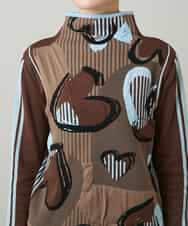 RSFCD02390 TRUNK HIROKO KOSHINO(ヒロココシノ) ハートモチーフジャカードニットプルオーバー /日本製/洗える ブラウン