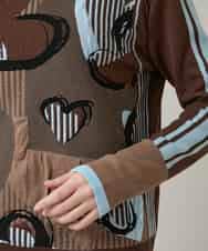 RSFCD02390 TRUNK HIROKO KOSHINO(ヒロココシノ) ハートモチーフジャカードニットプルオーバー /日本製/洗える ブラウン