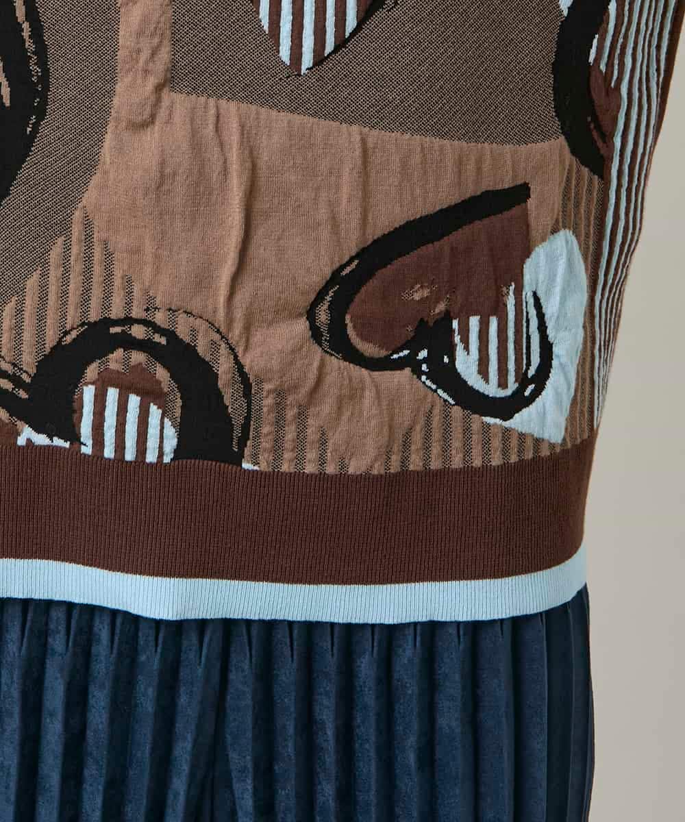 RSFCD02390 TRUNK HIROKO KOSHINO(ヒロココシノ) ハートモチーフジャカードニットプルオーバー /日本製/洗える ブラウン