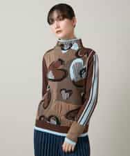 RSFCD02390 TRUNK HIROKO KOSHINO(ヒロココシノ) ハートモチーフジャカードニットプルオーバー /日本製/洗える ブラウン