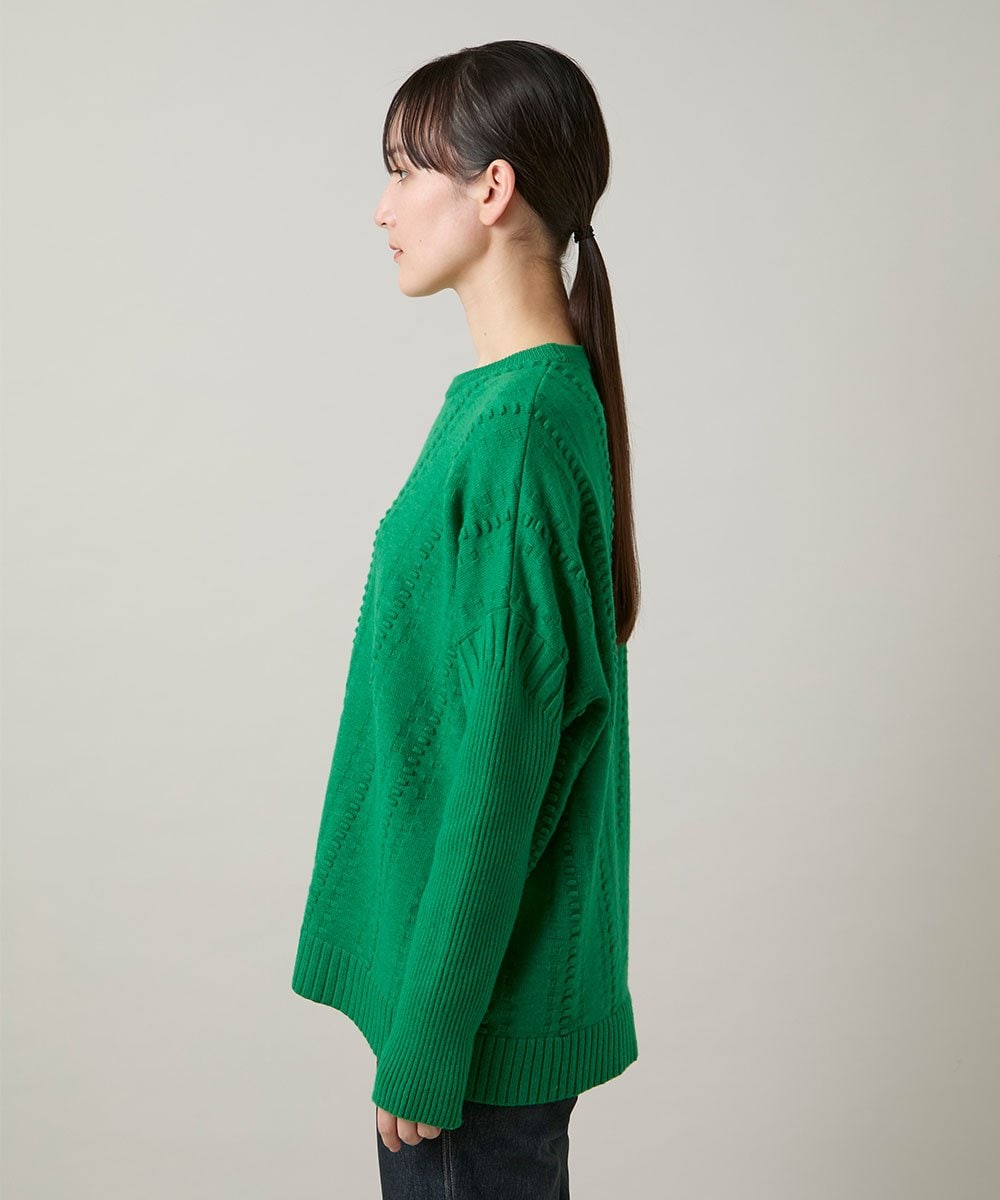 RSFCD11460 TRUNK HIROKO KOSHINO(ヒロココシノ) ジャカードニットデザインプルオーバー /洗える グリーン