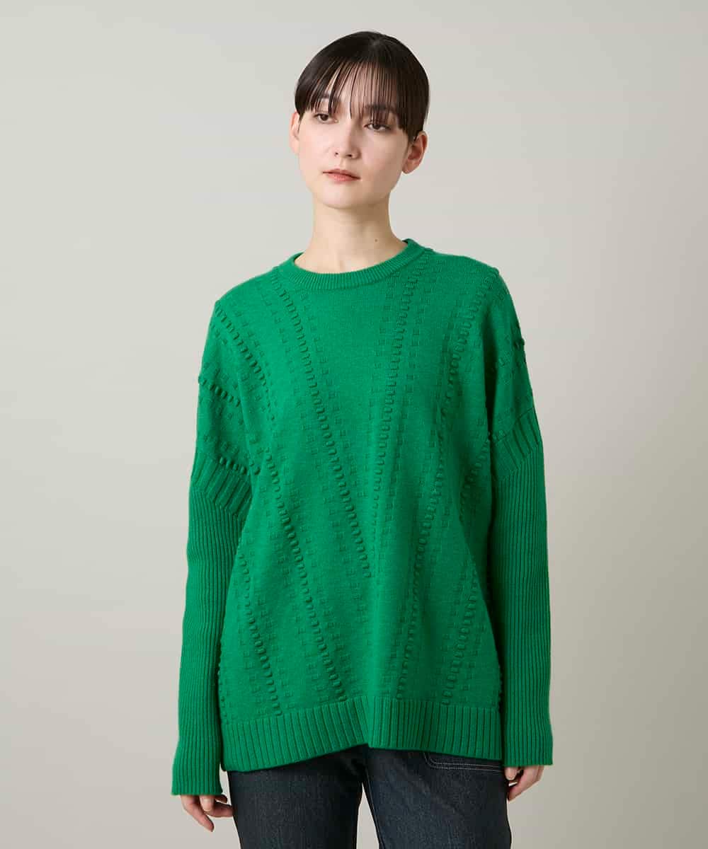 RSFCD11460 TRUNK HIROKO KOSHINO(ヒロココシノ) ジャカードニットデザインプルオーバー /洗える グリーン