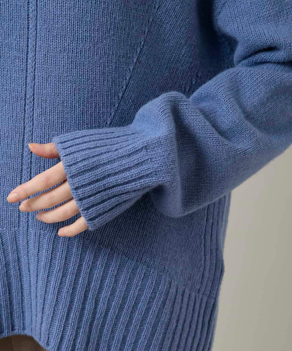 RSFCD13330 TRUNK HIROKO KOSHINO(ヒロココシノ) ホールガーメントハイネックニットプルオーバー /日本製 ブルー