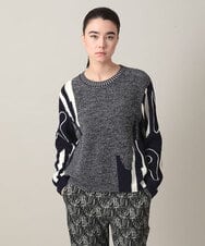 RSFED02430 TRUNK HIROKO KOSHINO(ヒロココシノ) ロゴデザインインターシャニットプルオーバー/洗える ネイビー