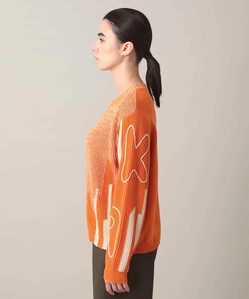 RSFED02430 TRUNK HIROKO KOSHINO(ヒロココシノ) ロゴデザインインターシャニットプルオーバー/洗える オレンジ