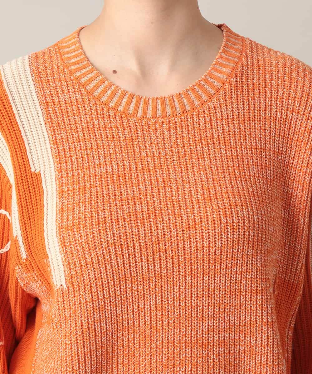 RSFED02430 TRUNK HIROKO KOSHINO(ヒロココシノ) ロゴデザインインターシャニットプルオーバー/洗える オレンジ