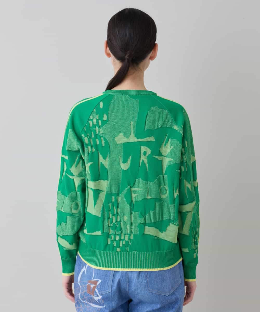 RSFEE21390 TRUNK HIROKO KOSHINO(ヒロココシノ) カノコジャカードデザインニットプルオーバー/日本製 グリーン