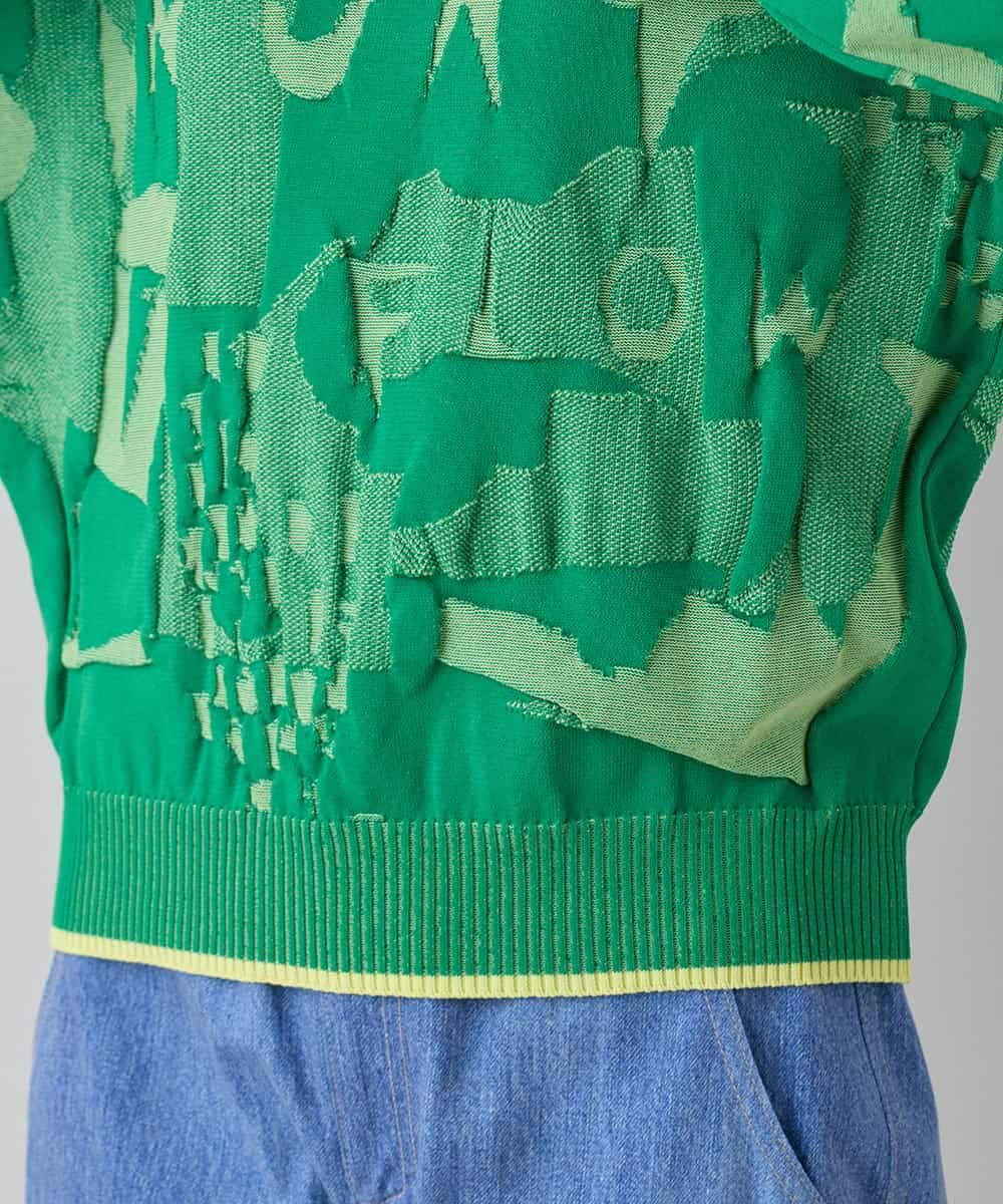 RSFEE21390 TRUNK HIROKO KOSHINO(ヒロココシノ) カノコジャカードデザインニットプルオーバー/日本製 グリーン