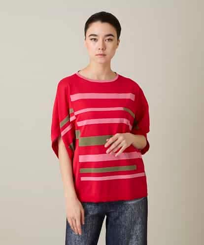 RSFFD23360 TRUNK HIROKO KOSHINO ハイゲージカラーブロックニットプルオーバー/日本製/洗える