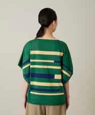 RSFFD23360 TRUNK HIROKO KOSHINO(ヒロココシノ) ハイゲージカラーブロックニットプルオーバー/日本製/洗える グリーン