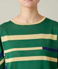 RSFFD23360 TRUNK HIROKO KOSHINO(ヒロココシノ) ハイゲージカラーブロックニットプルオーバー/日本製/洗える グリーン