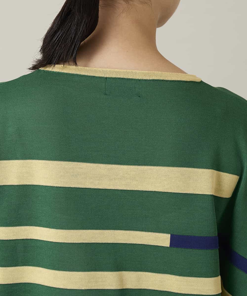 RSFFD23360 TRUNK HIROKO KOSHINO(ヒロココシノ) ハイゲージカラーブロックニットプルオーバー/日本製/洗える グリーン